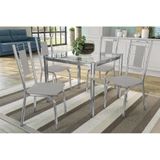 Sala De Jantar Completa Reno C/ Tampo Vidro 90cm + 4 Cadeiras Florença Cromado/courano Branco
