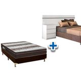 Cama Box Casal Crc + Colchão Ortopédico Ortobom + Cabeceira Sollo Branco