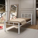 Cama Solteiro 100% Aço Com Estrado De Aço / Ferro Reforçada 1,88 X 0,88 - Branco Cor:branco