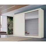 Guarda Roupa Casal 2 Portas De Correr E 4 Gavetas C/ Espelho Creta Off White - Europa