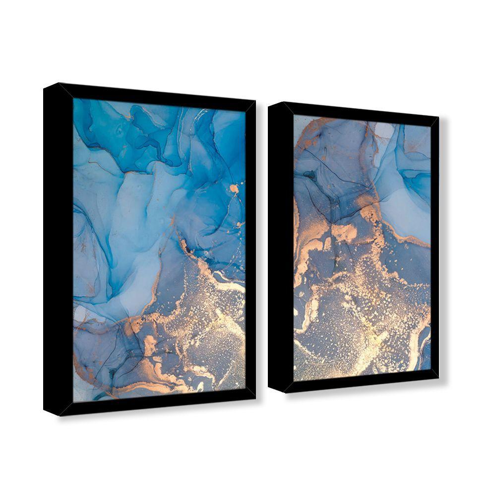 Quadro Decorativo Caixa Alta 2 Un 40x60 Mármore Aurora Azul Título Moldura Preta