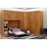 Quarto Casal Rizon 6 Peças (1 Armário Ponte 1 Closet 3 Guarda Roupas 1 Complemento) Freijo Cumaru