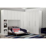 Quarto Casal Modulado Rizon 6 Peças (1 Armário Ponte 1 Closet 3 Guarda Roupas 1 Complemento) Branco