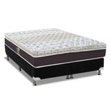 Cama Box Queen: Colchão Molas Ensacadas Castor Pocket Class Híbrido + Base Crc Suede Black(158x198)