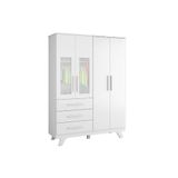 Guarda Roupa Bebê Retrô C- 3 Portas E 4 Gavetas Branco - Peroba