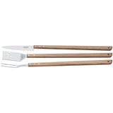 Jogo Trinchante Para Churrasco Tramontina Em Aço Inox E Madeira 3 Peças - Com Faca 8&quot; Tramontina