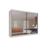 Guarda Roupa 2 Portas De Correr E 6 Gavetas C- Espelho Sevilha Branco Acetinado - Europa