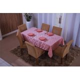 Toalha De Mesa Jacquard Rosa 6 Lugares 1,35x2,00