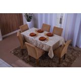 Toalha De Mesa Jacquard 6 Lugares 1,35x2,00 Bege