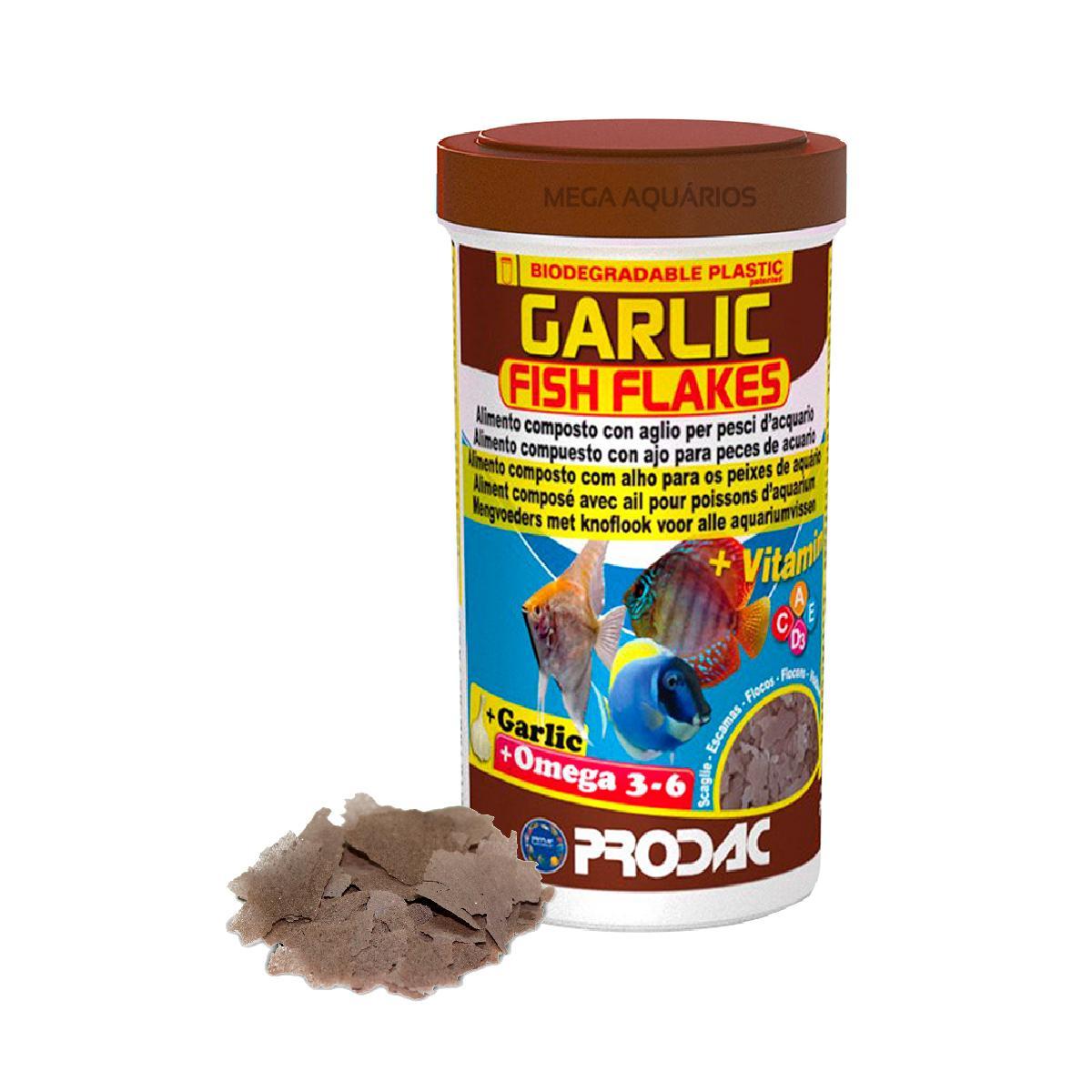 Ração Peixe Prodac Garlic Fish Flakes 20g Suplemento Aquario