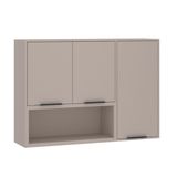 Armário Aéreo 120cm 3 Portas E Nichos Stylo Luciane Móveis Cinammon