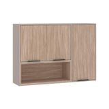 Armário Aéreo 120cm 3 Portas E Nichos Stylo Luciane Móveis Cinammon-cumaru