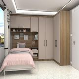 Quarto De Canto Solteiro Com Guarda Roupas Cabeceira E Mesa De Cabeceira Paris Luciane Móveis Avelã Pf Com Cinammon Pf