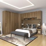 Quarto De Canto Casal Com Guarda Roupas Cabeceira E Mesas De Cabeceira Paris Luciane Móveis Avelã Pf Com Avelã Pf