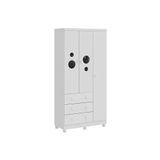 Guarda Roupa Bebê Bolinha C- 3 Portas E 3 Gavetas Branco - Peroba