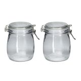 Jogo 2 Potes Hermético Vidro Redondo Com Super Trava 830ml