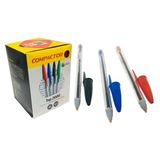 50 Canetas Esferográficas Compactor Cristal – Secagem Rápida