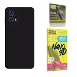 Capinha Preta Moto G23 + Película 9d + Película De Câmera