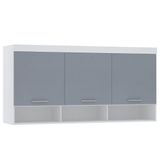Armário Aéreo Maleiro Modulado 165cm 3 Portas Alpes Luciane Móveis Branco Pf Com Grey Sky Pf