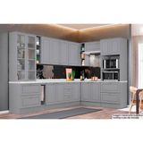Cozinha Modulada Henn 14pçs (3 Armários + 4 Balcões + 1 Paneleiro + 6 Complementos) C14p02 Cinza