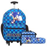 Kit Mochila Escolar Infantil Sonic Rodinhas