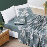 Jogo De Cama Casal King Size Nyla 200 Fios Verde