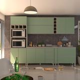 Cozinha Completa 7 Peças Com Tampo Lis Legno Crema Com Verde Jade