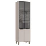 Paneleiro Cristaleira 70cm 4 Portas Com Vidro Reflecta Stylo Luciane Móveis Cinammon-beige