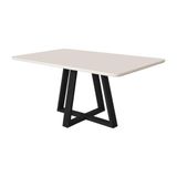 Mesa De Jantar 120x90 Tampo Mdf/vidro Para 4 Lugares Pés Madeira Maciça - Preto/off Whit Preto