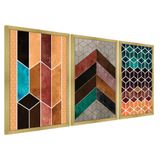 Quadros Chevron Com Moldura Premium 30x45 Kit 3 Peças Titulo 115-rm1