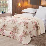 Coberdrom Sherpa-percal 180 Fios Estampado Solteiro Gran Moratta 01 Peça - Caqui Floral