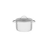 Caçarola Funda Tramontina Una Em Aço Inox Com Fundo Triplo E Tampa De Vidro 24 Cm 6,1 L Tramontina