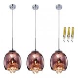 Luminaria Pendente Soho Cristal Legítimo E Vidro 22cm Cobre 110v-220v