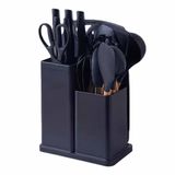 Conjunto Kit Utensílios De Cozinha 19 Peças - Silicone Preto