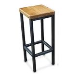 Banqueta Industrial Aço E Madeira - Pls 60cm Preto