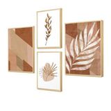 Kit 4 Quadros Decorativos Boho Abstrato Minimalista 88x64cm