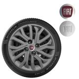 Calota Mobi Argo Cronos Aro 14 Grafite Logo Metal