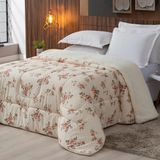 Coberdrom Sherpa-percal 180 Fios Estampado Solteiro Gran Moratta 01 Peça - Floral Salmão