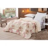 Coberdrom Sherpa-percal 180 Fios Estampado King Gran Moratta 01 Peça - Caqui Floral