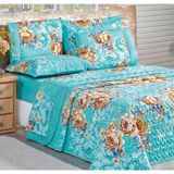 Cobre Leito Estampado Micropercal 200 Fios Naturale Queen 03 Peças - Jasmine