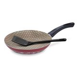 Frigideira Paris 30cm Em Alumínio Antiaderente Starflon Max Vermelho Com Espátula