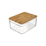 Organizador Clear Com Tampa De Bambu - Ps Transparente