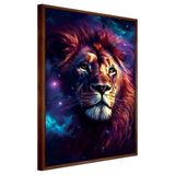 Quadro Decorativo Leão Judá Estrelas Universo Cx Alta 40x60 Título Moldura Madeira