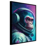 Quadro Decorativo Astronauta Macaco Moldura Cx Alta 100x66cm Título Moldura Preta