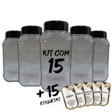 Pote Mantimentos Kit 15 Potes+15 Etiquetas Adesivas Cf800