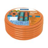 MANGUEIRA SUPER FLEX EM PVC LARANJA PARA JARDIM DE 1 2 COM 25 METROS E COM ENGATES PLASTI TRAMONTINA