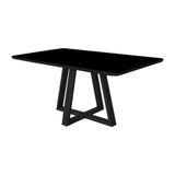 Mesa De Jantar 120x90 Tampo Mdf/vidro Para 4 Lugares Pés Madeira Maciça - Preto/preto Preto