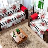 Protetor Sofa Estampado Isabela 2 E 3 Lugares - Floral Vermelho-preto