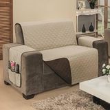 Protetor De Sofá Dupla Face Impermeável Mr 2 Lugares King - Marrom-cáqui