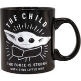 Silver Buffalo Star Wars A Força Mandaloriana é Forte com esta caneca de café de cerâmica para cappuccino, latte ou chá quente, 20 Oz, Preto